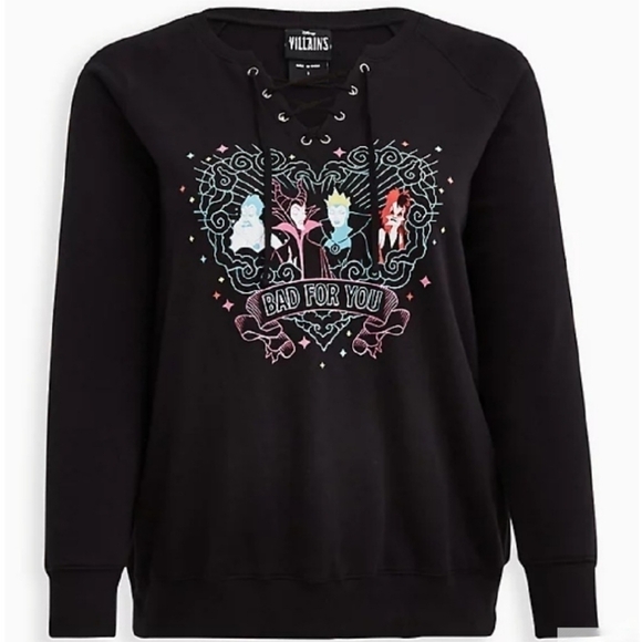 Torrid Disney Villains Anitvday Bad for you Sweatshirt Black 1X - Picture 8 of 8